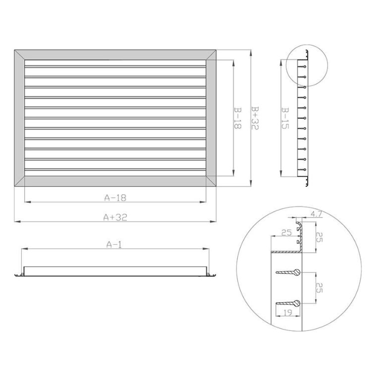 1VA-100х100 решетка однорядная c КРВ