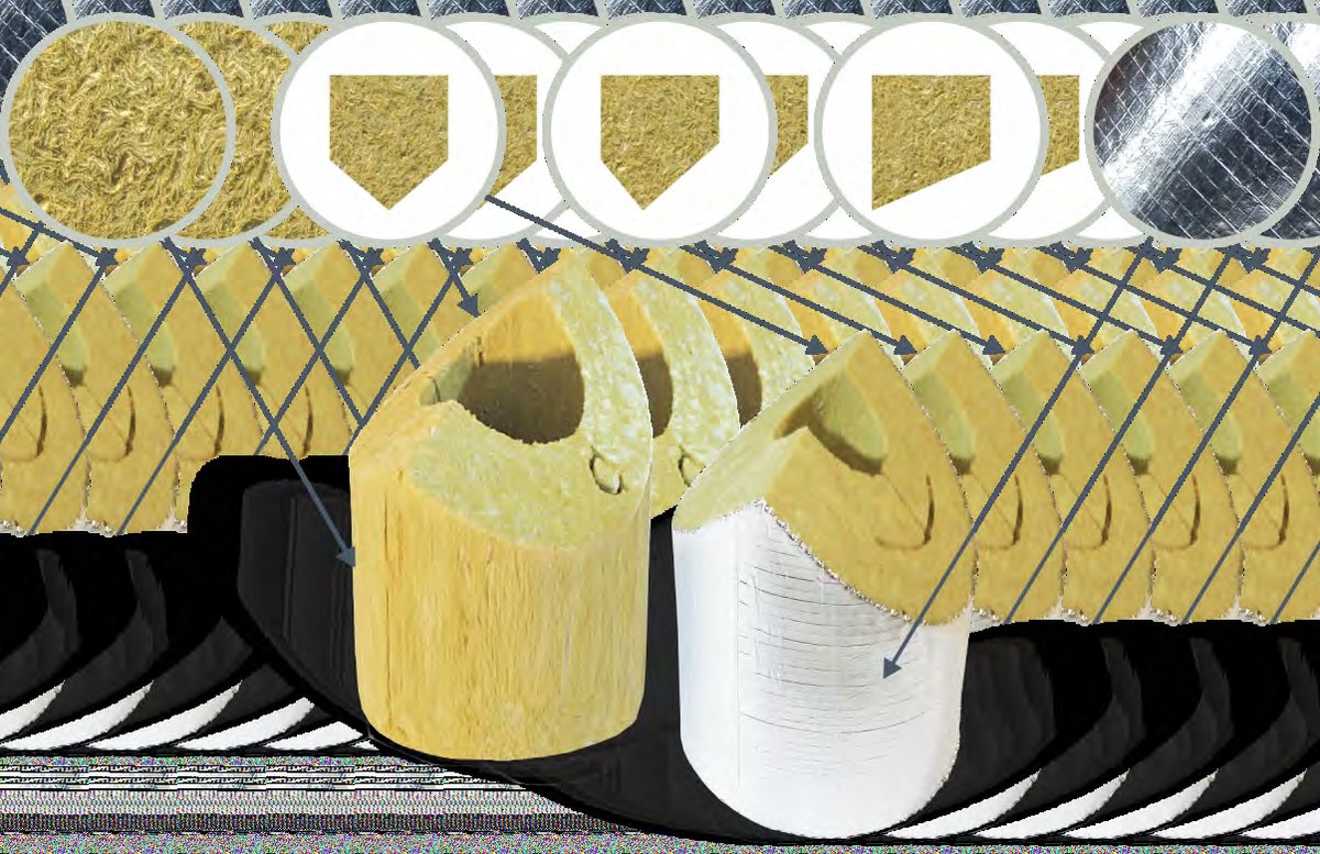 Врезки теплоизоляционные PIPEWOOL 120 из минеральной ваты, Ø18–1020 мм