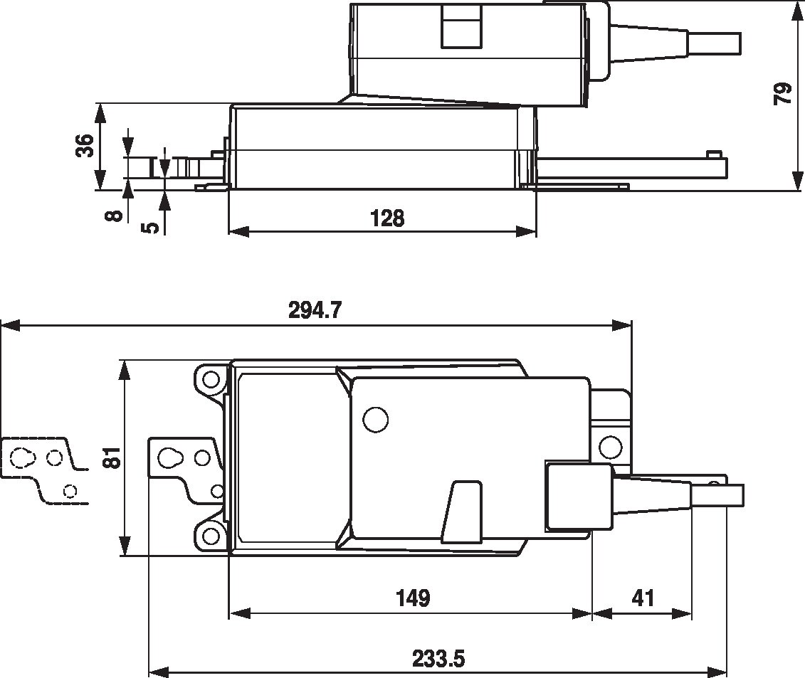 Габаритный чертёж Belimo SH24A-MP100